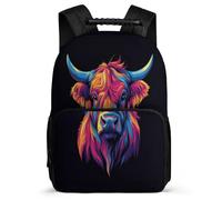 TPISLI Cow Illustration Daypack for Boys Primary School, Animal Cattle Backpack Primary Age 6-11, Durable School Bag, Sturdy Handle, Outdoor Travel, Day Trips