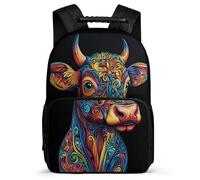 TPISLI Cow Pattern School Backpack for Boys Girls Primary Classes Animal Cattle Rucksack 6-11 Years Children, Sturdy Handle Adjustable Straps Birthday Gift