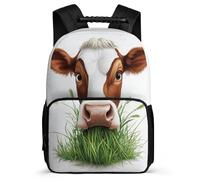 TPISLI Cow Pattern School Backpack for Girls Boys Age 5-10 Animal Cattle Daypack for Children Primary School, Side Pockets Soft Felt Details Outdoor Day Trips