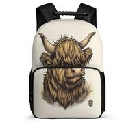 TPISLI Cow School Backpack for Girls Boys 7-11 Year Olds Highland Cow Rucksack for Students Primary Classes, Adjustable Straps Sturdy Handle Birthday Gift