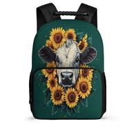 TPISLI Cow School Bag for Kids and Teens Ages 6-10 Bull Design Daypack for Girls Primary Classes, Adjustable Straps Side Pockets Back to School Gift