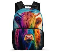 TPISLI Cow School Bag Junior School for Students Primary Age 6-11 Highland Cow Rucksack Students, Adjustable Straps Sturdy Handle Daily Essentials