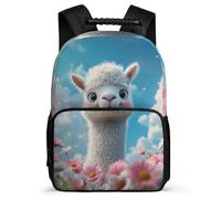 TPISLI Cute Alpaca Design School Backpack for Kids and Teens School Years 1-4 Animal Llama Bookbag Age 5-10 Students, Adjustable Straps 1680D Fabric Short Trips