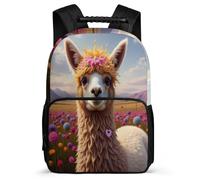 TPISLI Cute Alpaca Pattern School Backpack Primary School for Girls Boys Age 5-10 Animal Llama Rucksack Kids and Teens, Side Pockets Padded Back Outdoor Day Trips