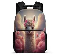 TPISLI Cute Alpaca Pattern School Backpack Primary School for Kids and Teens Age 5-10 Animal Llama Bookbag Girls Boys, 1680D Fabric Soft Felt Details Short Trips