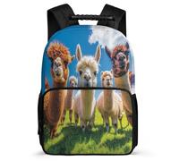TPISLI Cute Alpacas Motif School Backpack for Children 7-11 Year Olds Llamas Pattern Bookbag for Girls Boys Primary Classes, 1680D Fabric Sturdy Handle Back to School Gift