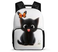 TPISLI Cute Black Cat Rucksack for Kids and Teens 7-11 Year Olds Kitten Bookbag for Kids and Teens Primary School, Sturdy Handle Lightweight Short Trips