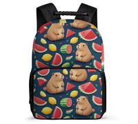 TPISLI Cute Capybara Backpack for Kids School Years 2-5 Watermelon Motif Rucksack for Students School Years 1-4, Adjustable Straps Sturdy Handle Outdoor Day Trips