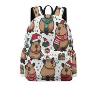 TPISLI Cute Capybara Backpack Girls 10 Year Olds Christmas Theme Daypack Teens Age 14 Durable Lightweight Spring Outing Backpack School Years 3-6 Daily Use Daily Carry