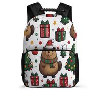 TPISLI Cute Capybara School Backpack for Girls Boys 6-11 Years Christmas Theme Daypack for Girls Primary Classes, Adjustable Straps Side Pockets School Travel