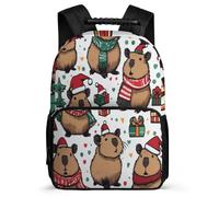 TPISLI Cute Capybara School Backpack for Students Primary School Christmas Theme Backpack 6-11 Years Boys Girls, Padded Back Soft Felt Details Travel Daily Use