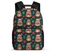 TPISLI Cute Capybara School Backpack Primary School for Students Ages 6-10 Christmas Theme Backpack Kids and Teens, Adjustable Straps Soft Felt Details Daily Essentials