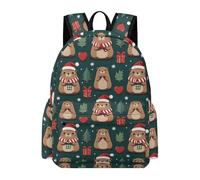 TPISLI Cute Capybara School Bag Students Year 4 Christmas Theme Book Bag Boys Year 7-9 Cool 14 Inch Laptop Rucksack Junior School Hiking Day Trips Daily Carry