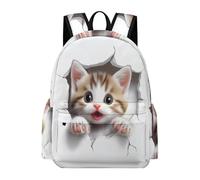 TPISLI Cute Cat Backpack Students Year 4 Kitten Book Bag Girls Age 14 Durable Cool 14 Inch Laptop Rucksack Primary School Travel Daily Use Daily Carry Everyday Use