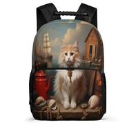 TPISLI Cute Cat Design School Bag for Students Primary Age 6-11 Animal Kitten Rucksack for Boys Primary School, Adjustable Straps Soft Felt Details Birthday Gift