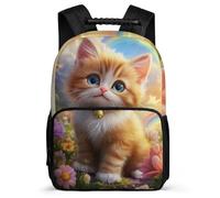 TPISLI Cute Cat Pattern Backpack School Years 1-4 for Kids and Teens Primary Age 6-11 Animal Kitten Motif Rucksack Girls Boys, Durable Side Pockets Daily Essentials
