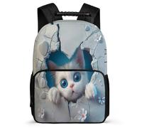 TPISLI Cute Cat Pattern Daypack for Girls Boys Primary School, Animal Kitten Backpack Age 7-12, Durable School Bag, Soft Felt Details, Short Trips, Everyday Use