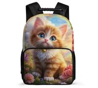 TPISLI Cute Cat Pattern School Bag for Kids and Teens 8-12 Years Animal Kitten Rucksack for Kids Primary Classes, Adjustable Straps Lightweight Birthday Gift
