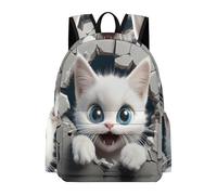 TPISLI Cute Cat Rucksack Boys Age 15 Kitten School Bag Kids Year 5-7 Trendy Modern 14 Inch Laptop Backpack Junior School Hiking Day Trips Everyday Use Outdoor Gift