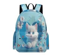 TPISLI Cute Cat School Backpack Children Year 5 Animal Kitten Rucksack Girls Ages 9-13 Modern Trendy 11.6 Inch Laptop Daypack School Years 3-6 Daily Use Everyday Use