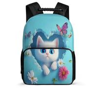 TPISLI Cute Cat School Backpack for Kids 8-12 Years Kitten Rucksack for Kids and Teens School Years 1-4, Soft Felt Details Side Pockets Short Trips