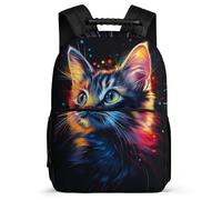 TPISLI Cute Cat School Bag for Students Age 7-12 Kitten School Bag for Boys Girls Primary Classes, Padded Back Sturdy Handle Outdoor Day Trips