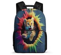 TPISLI Cute Cheetah Rucksack Primary School for Kids and Teens 6-11 Years Leopard Animal School Bag Kids and Teens, Side Pockets Adjustable Straps Outdoor Day Trips