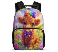 TPISLI Cute Cow Animal School Backpack for Kids and Teens Junior School Highland Cow Backpack Primary Age 6-11 Boys Girls, Adjustable Straps Sturdy Handle Outdoor Day Trips