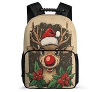 TPISLI Cute Deer Rucksack for Kids 6-11 Years, Christmas Theme Bookbag for Students, Durable Backpack, 1680D Fabric, Primary Classes, Daily Essentials