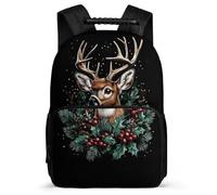TPISLI Cute Deer School Backpack for Students 8-12 Years Animal Christmas Theme Daypack for Children Primary Classes, Durable Adjustable Straps Daily Essentials