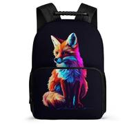 TPISLI Cute Fox Design Daypack School Years 1-4 for Students Primary Age 6-11 Animal Pattern Rucksack Girls Boys, Side Pockets Adjustable Straps Daily Essentials