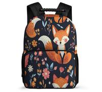 TPISLI Cute Fox Motif Backpack for Children School Years 2-5 Animal Print Rucksack for Boys Girls School Years 1-4, Sturdy Handle Soft Felt Details Outdoor Day Trips