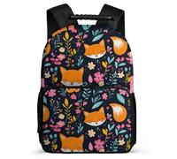 TPISLI Cute Foxs Motif Backpack for Children 8-12 Years Animal Print Daypack for Girls Boys Junior School, Soft Felt Details Sturdy Handle Back to School Gift