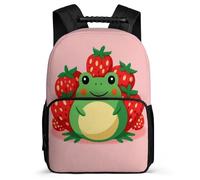 TPISLI Cute Frog Bookbag for Kids and Teens Primary Classes Strawberry Animal Backpack Age 7-12 Kids and Teens, Adjustable Straps Sturdy Handle Birthday Gift