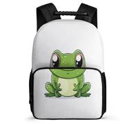 TPISLI Cute Frog Design School Backpack for Students Age 5-10 Animal Print Daypack for Boys Primary Classes, Sturdy Handle Soft Felt Details Daily Essentials