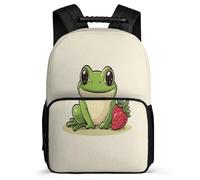 TPISLI Cute Frog Motif School Backpack for 5 to 10 Years for Girls, Animal Frog Daypack Students, Lightweight Bag, Side Pockets, Padded Back, Travel Daily Use