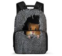 TPISLI Cute Hamster Backpack for Girls Boys Primary Age 6-11 3D Funny Animal Rucksack for Children Primary Classes, Sturdy Handle Side Pockets Back to School Gift