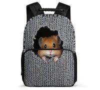 TPISLI Cute Hamster Bookbag for Students Primary Age 6-11 Cute Small Animal Backpack for Kids School Years 1-4, Sturdy Handle Side Pockets Back to School Gift