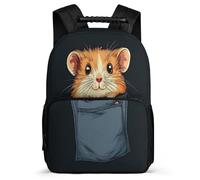 TPISLI Cute Hamster Bookbag Primary School for Girls Boys Primary Age 6-11 Small Animal Daypack Students, Padded Back Soft Felt Details Travel Daily Use