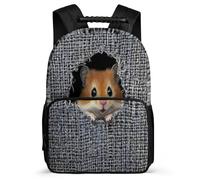 TPISLI Cute Hamster Rucksack for Students Primary Classes Funny Animal School Bag 6-11 Years Kids and Teens, Padded Back Adjustable Straps Daily Essentials