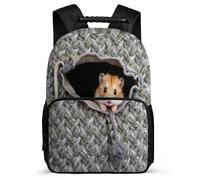 TPISLI Cute Hamster School Bag Primary Classes for Kids and Teens 6-11 Years Funny Animal Backpack Girls Boys, 1680D Fabric Padded Back Outdoor Day Trips