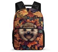 TPISLI Cute Hedgehog Bookbag for Students School Years 1-4 Autumn Theme Backpack Primary Age 6-11 Girls Boys, Soft Felt Details Lightweight Daily Essentials