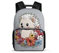 TPISLI Cute Hedgehog School Bag for Kids and Teens Primary School Animal Pattern Backpack Primary Age 6-11 Girls, Adjustable Straps Padded Back Short Trips