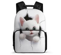 TPISLI Cute Kitten 3D Print School Bag School Years 1-4 for Kids and Teens Ages 6-10 Cat Bookbag Boys Girls, Adjustable Straps Lightweight Daily Essentials