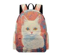 TPISLI Cute Kitten Backpack Students Year 4 Cat Book Bag Girls Age 14 Durable Cool 14 Inch Laptop Rucksack Primary School Travel Daily Use Daily Carry Everyday Use