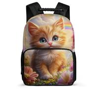TPISLI Cute Kitten Motif Backpack Primary School for Boys Girls 7-11 Year Olds Animal Cat School Bag Kids and Teens, Adjustable Straps Soft Felt Details Short Trips