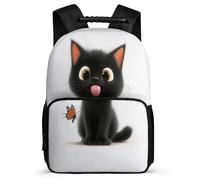 TPISLI Cute Kitten School Backpack for Children School Years 1-4 Black Cat Bookbag 7-11 Year Olds Students, Adjustable Straps Padded Back Outdoor Day Trips