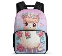 TPISLI Cute Llama Motif Daypack Year 3-6 for Girls Boys 7-11 Year Olds Animal Alpaca School Bag Students, Adjustable Straps Soft Felt Details Travel Daily Use