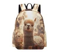 TPISLI Cute Llama Motif School Backpack Girls Age 11 Animal Alpaca Book Bag Students Year 10 Modern Trendy Spring Outing Backpack Outdoor Day Trips Back to School Gift