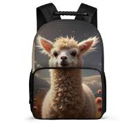 TPISLI Cute Llama School Bag for Students School Years 1-4 Animal Alpaca Backpack Primary Age 6-11 Boys Girls, Adjustable Straps Sturdy Handle Birthday Gift